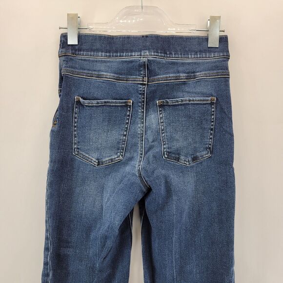 Spanx Cropped Flare Jeans Womens Small Pull On Raw Ombre Hem Stretch Sexy Trendy - Picture 8 of 13